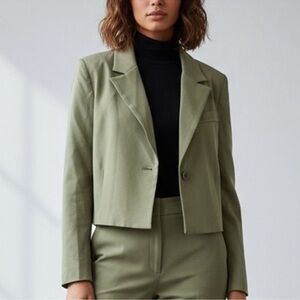 7 For All Mankind Cropped Olive Green Blazer